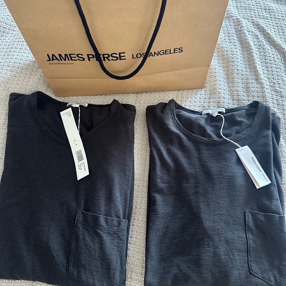 James Perse Charcoal black, lightweight T-shirts. Short sleeve, size 1 (small)
